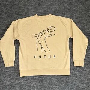 Futur 01 Outline X Crew Sweatshirt Men Large Irish Coffee Beige Women Embroidery